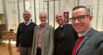 vlnr: Martin Obermeir-Siegrist (evang.-meth.), Josef Schwabeneder (röm.-kath.), Samuel Ebner (altkath.), Tom Stark (evang. A.B.)