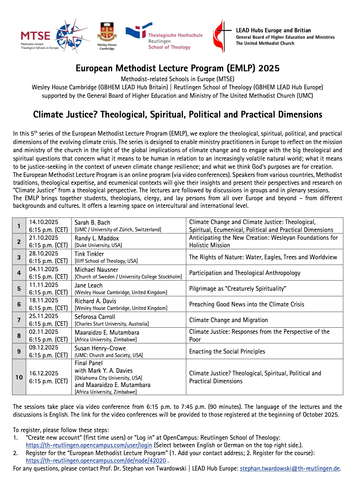 European Methodist Lecture Series 2025
